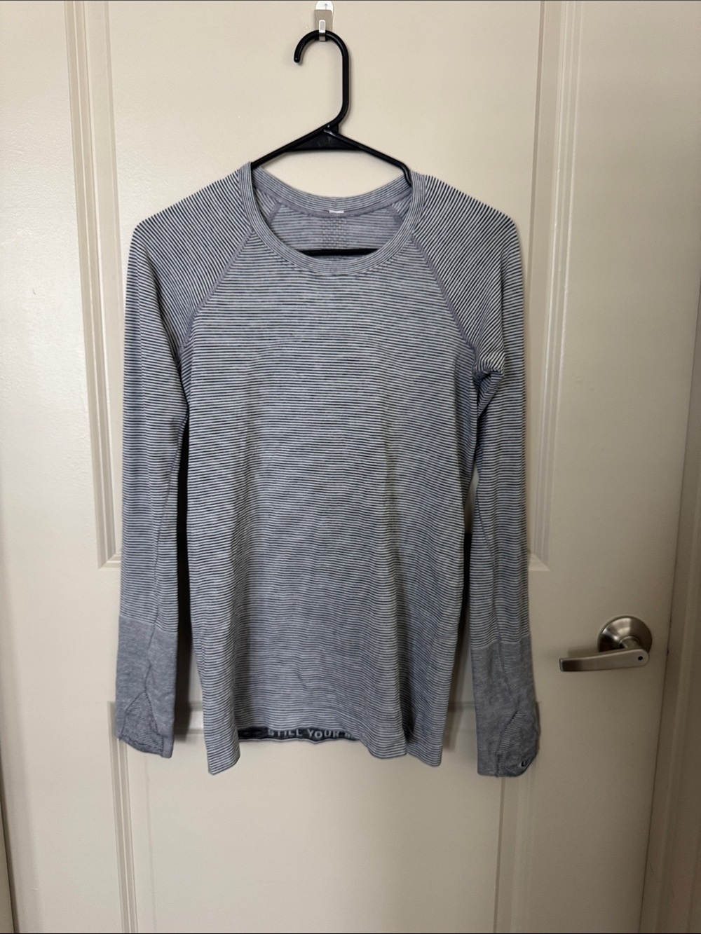 lululemon athletica Women’s Long Sleeve Crew - Light Gray Stripe